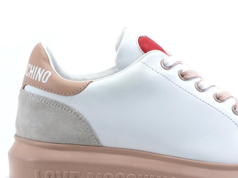 LOVE MOSCHINO Sneaker Platform Cuore Logo Bianco Cipria JA15044G1EIA210B - Sandrini Calzature e Abbigliamento