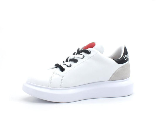 LOVE MOSCHINO Sneaker Platform Cuore Logo Bianco Nero JA15044G1EIA210E - Sandrini Calzature e Abbigliamento