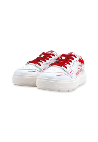 LOVE MOSCHINO Sneaker Scritte Donna Bianco Rosso JA15254G1GIAA10B - Sandrini Calzature e Abbigliamento