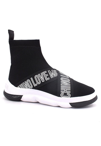 LOVE MOSCHINO Sneaker Sock Elastic Donna Nero Bianco JA15224G0FIZG00B - Sandrini Calzature e Abbigliamento