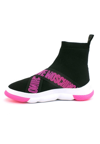 LOVE MOSCHINO Sneaker Sock Elastic Nero Fuxia JA15224G0FIZH00A - Sandrini Calzature e Abbigliamento