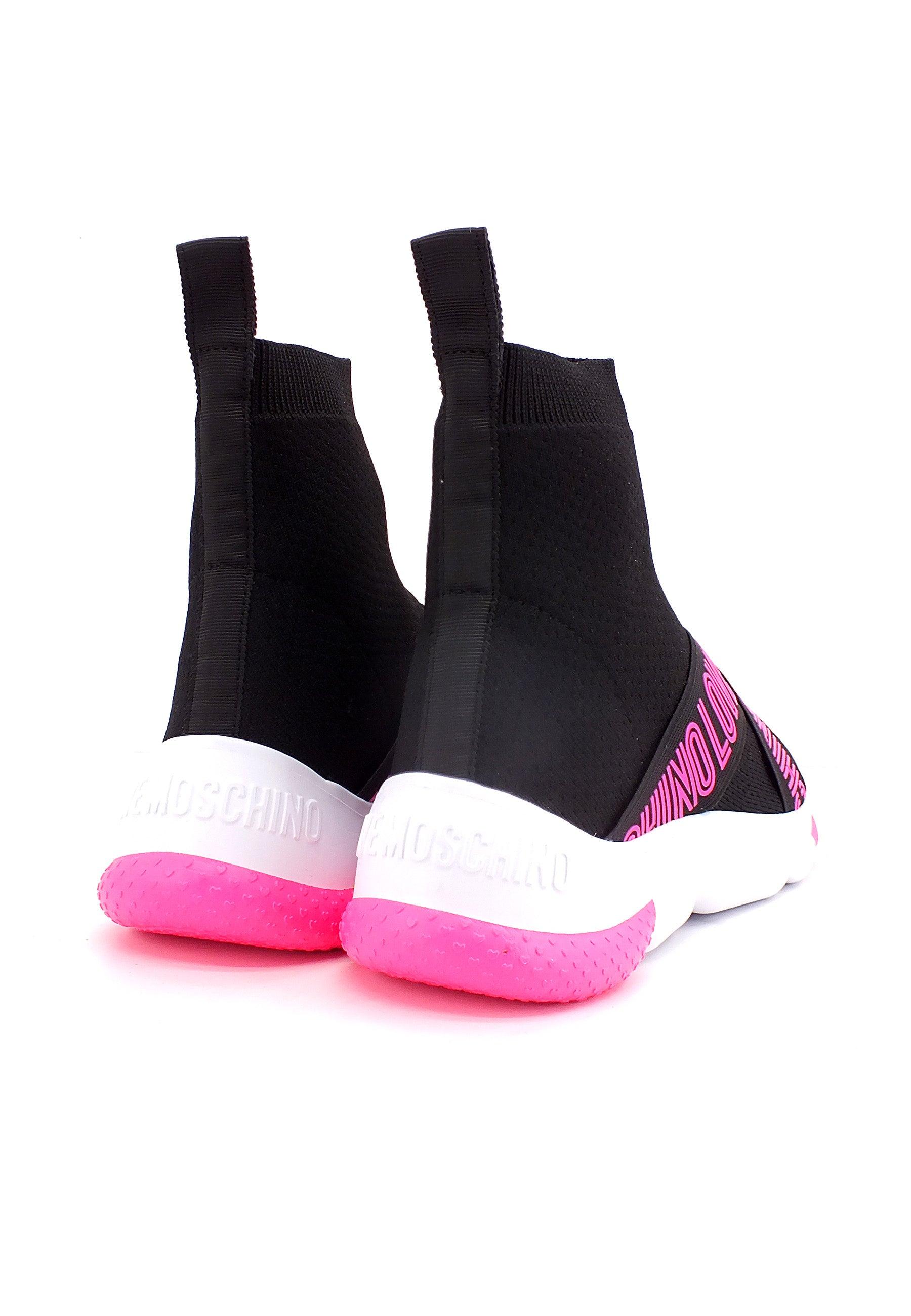 LOVE MOSCHINO Sneaker Sock Elastic Nero Fuxia JA15224G0FIZH00A - Sandrini Calzature e Abbigliamento