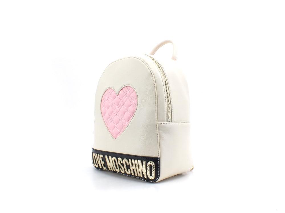 LOVE MOSCHINO Zaino Backpack Big Pu Cuore Avorio Nero Rosa JC4028PP1ELD111A - Sandrini Calzature e Abbigliamento