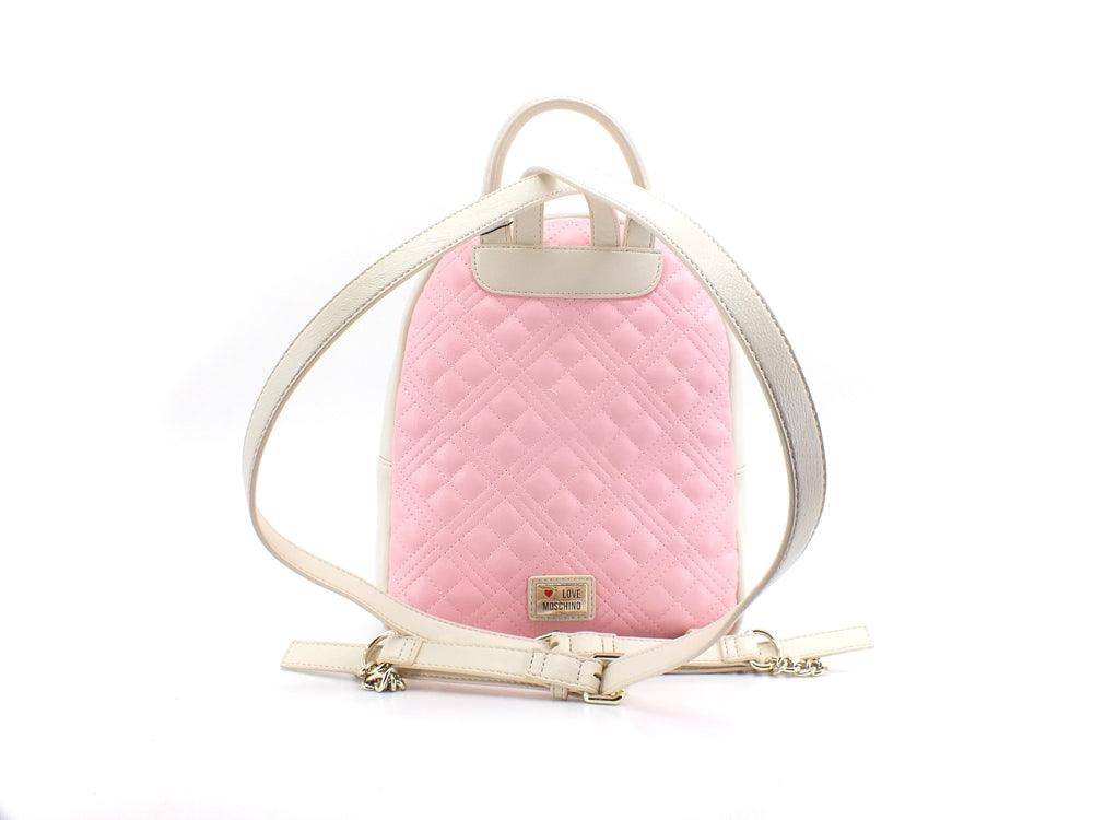 LOVE MOSCHINO Zaino Backpack Big Pu Cuore Avorio Nero Rosa JC4028PP1ELD111A - Sandrini Calzature e Abbigliamento