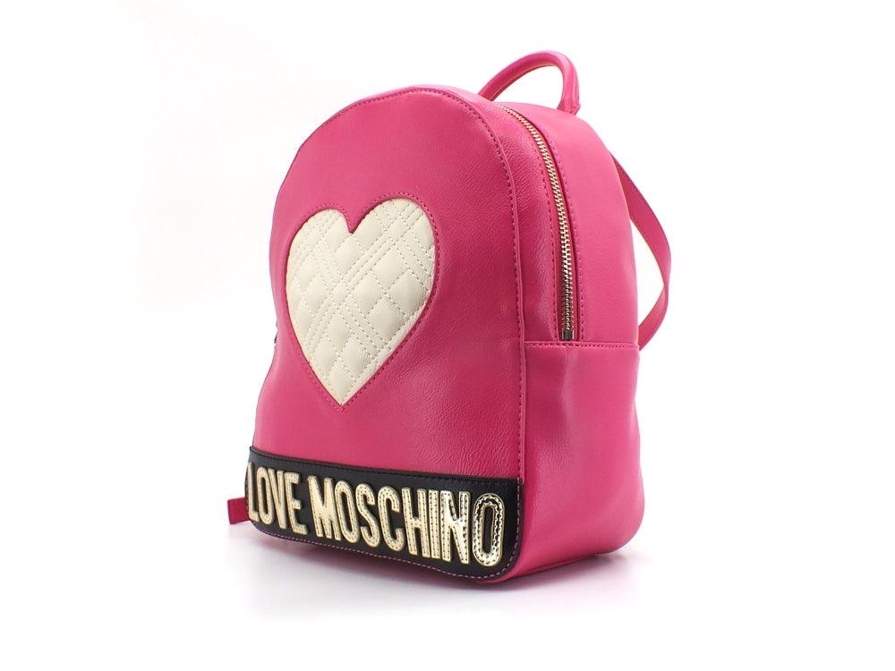 LOVE MOSCHINO Zaino Backpack Big Pu Cuore Fuxia Nero Avorio JC4028PP1ELD160A - Sandrini Calzature e Abbigliamento