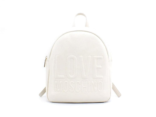 LOVE MOSCHINO Zaino Backpack Big Pu Zip Logo Embossed Avorio JC4058PP1ELL0110 - Sandrini Calzature e Abbigliamento
