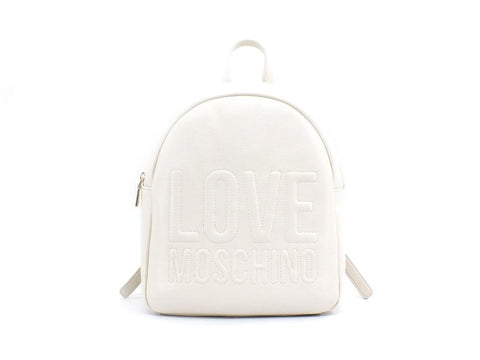 LOVE MOSCHINO Zaino Backpack Big Pu Zip Logo Embossed Avorio JC4058PP1ELL0110 - Sandrini Calzature e Abbigliamento