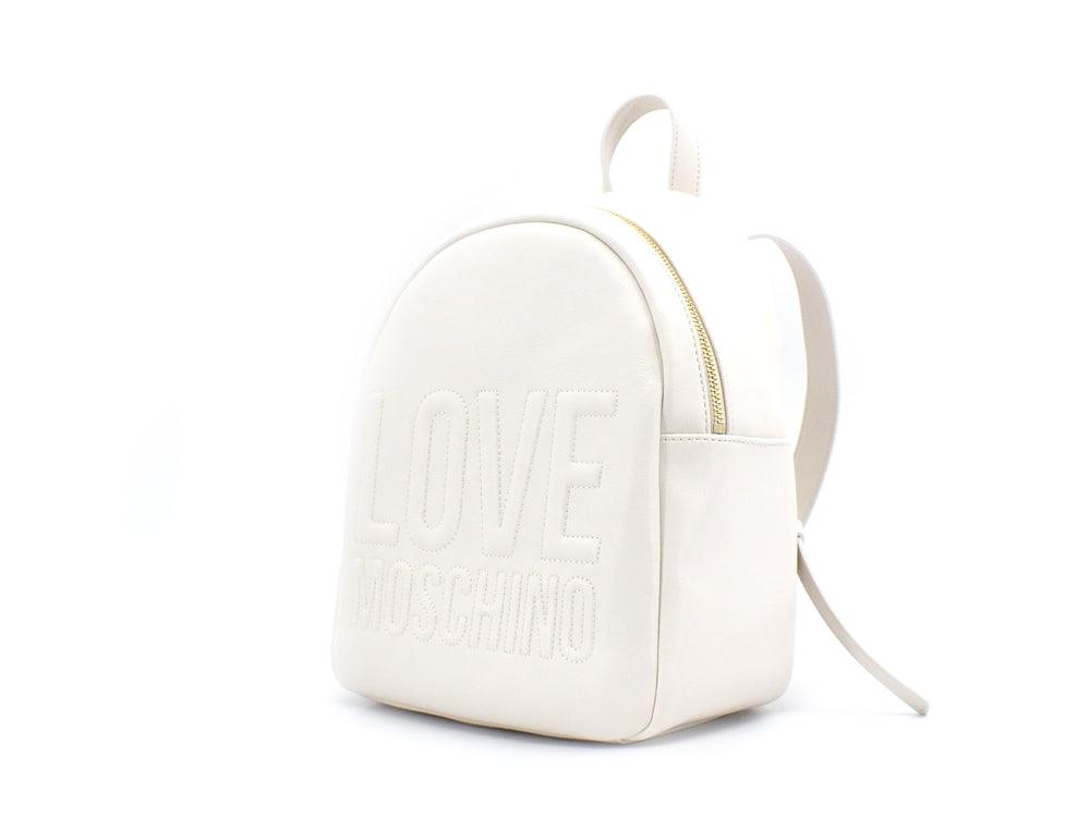 LOVE MOSCHINO Zaino Backpack Big Pu Zip Logo Embossed Avorio JC4058PP1ELL0110 - Sandrini Calzature e Abbigliamento
