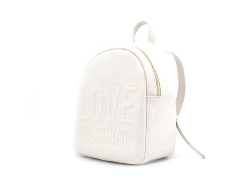 LOVE MOSCHINO Zaino Backpack Big Pu Zip Logo Embossed Avorio JC4058PP1ELL0110 - Sandrini Calzature e Abbigliamento