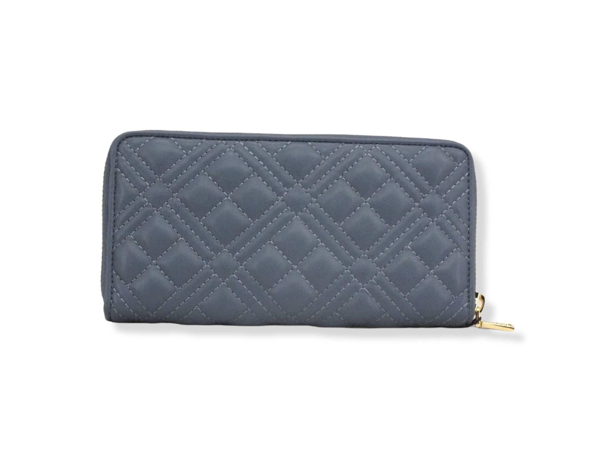 LOVE MOSCHINO Zip Around Quilted Logo Gold Portafoglio Donna Blu Denim JC5600PP1FLA0707 - Sandrini Calzature e Abbigliamento