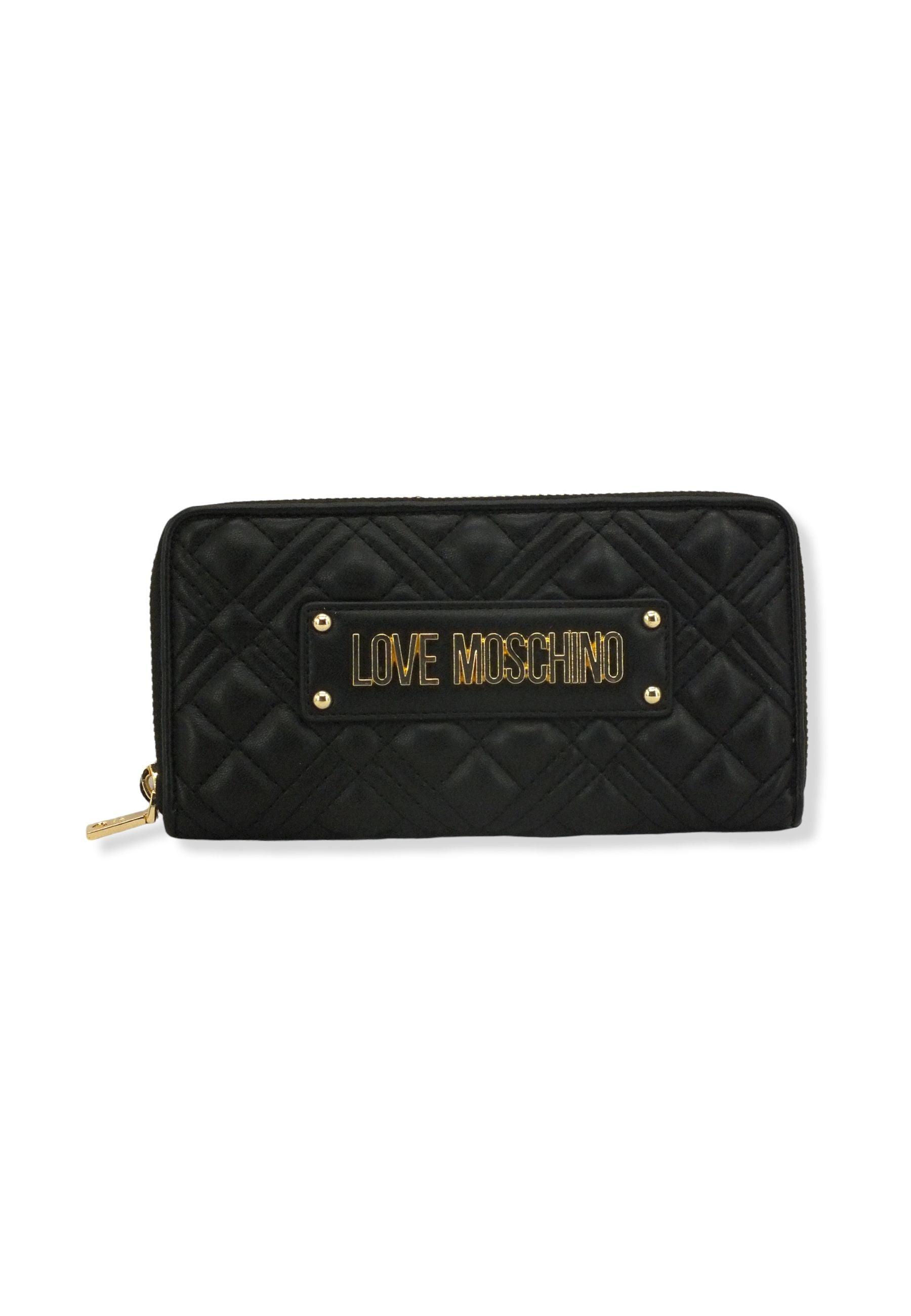 LOVE MOSCHINO Zip Around Quilted Logo Gold Portafoglio Donna Nero JC5600PP1FLA0000 - Sandrini Calzature e Abbigliamento