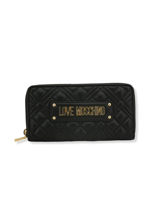 LOVE MOSCHINO Zip Around Quilted Logo Gold Portafoglio Donna Nero JC5600PP1FLA0000 - Sandrini Calzature e Abbigliamento