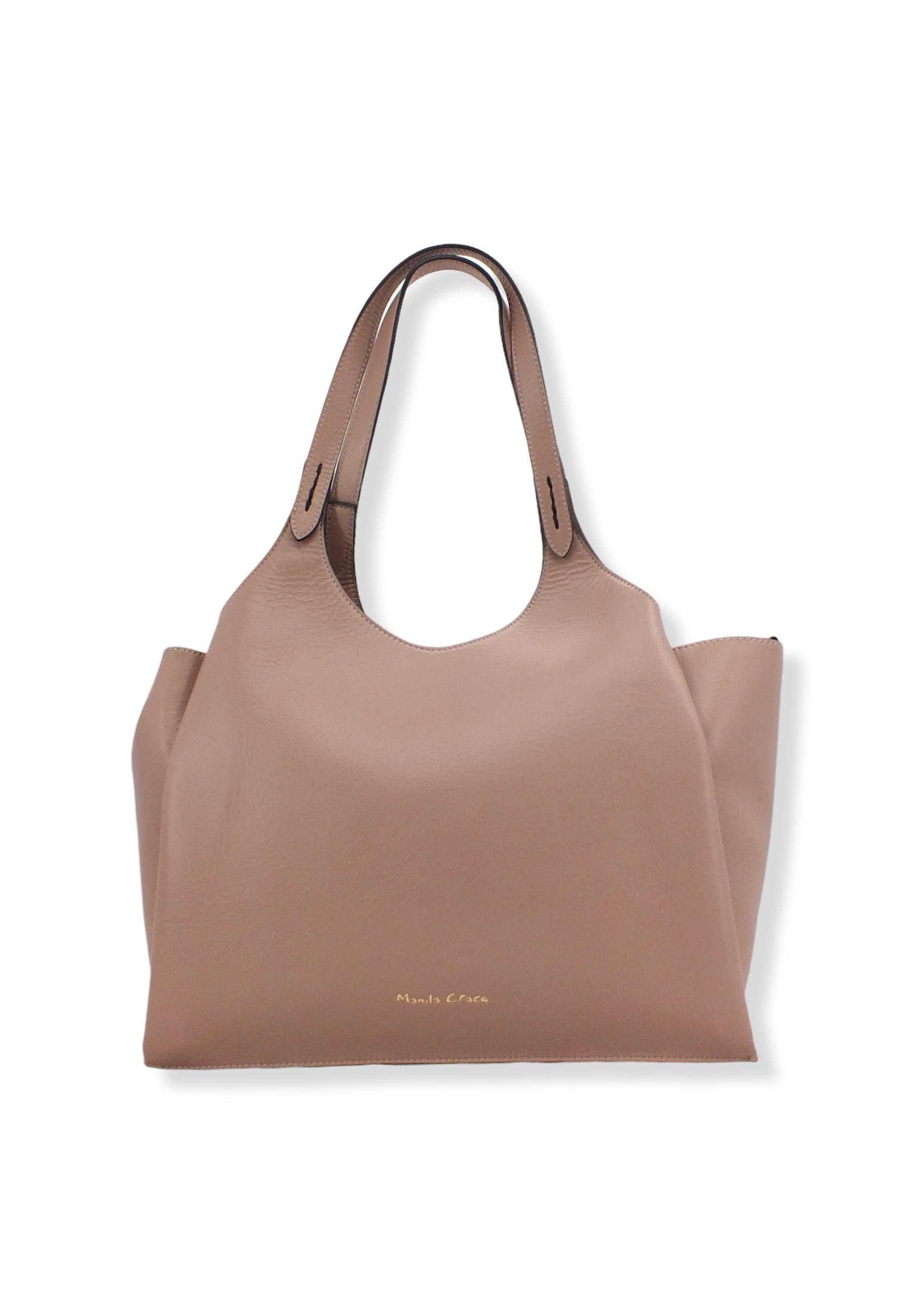MANILA GRACE Borsa Tracolla Tote Blossom Rosa Cipria B201EU - Sandrini Calzature e Abbigliamento