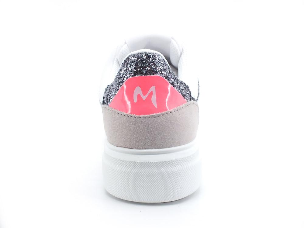 MANILA GRACE Sneaker Pelle Glitter Bicolor Bianco Nero Fuxia S606 - Sandrini Calzature e Abbigliamento