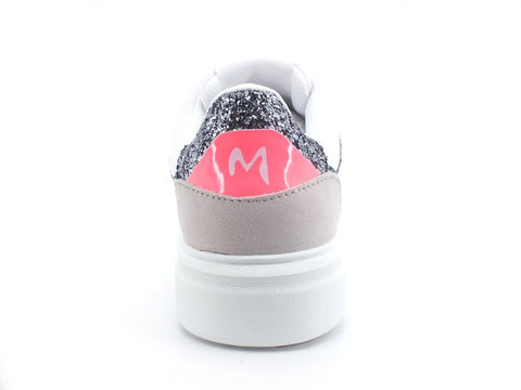 MANILA GRACE Sneaker Pelle Glitter Bicolor Bianco Nero Fuxia S606 - Sandrini Calzature e Abbigliamento
