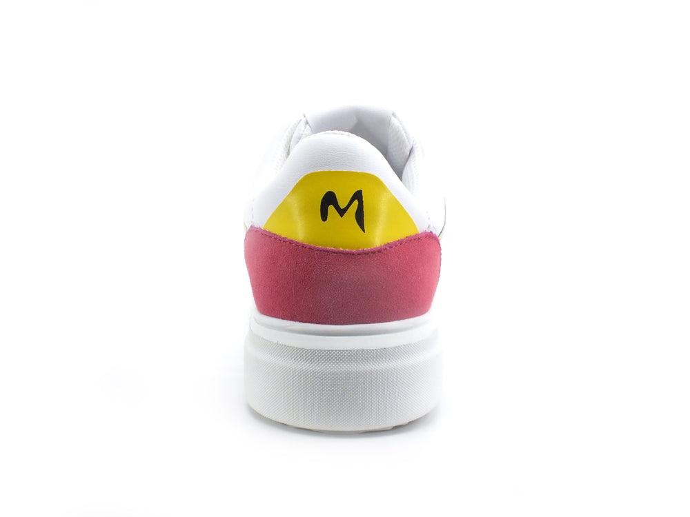 MANILA GRACE Sneaker Pelle Retro Bicolor Bianco Rosa Giallo S603 - Sandrini Calzature e Abbigliamento