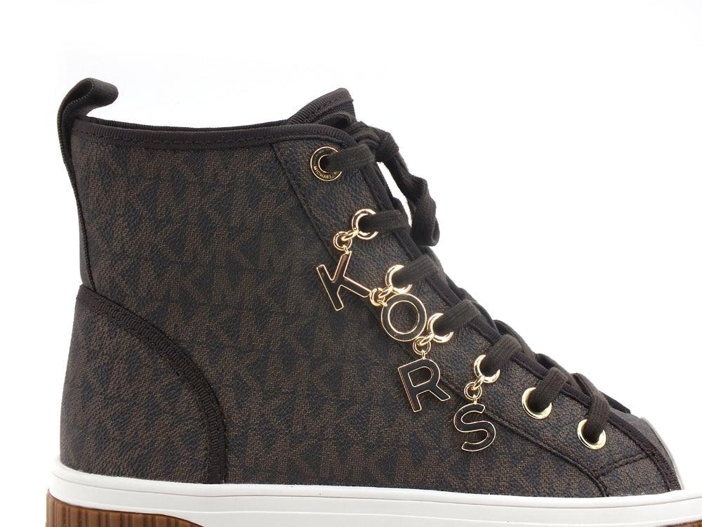 MICHAEL KORS Gertie Hi Top Semi Lux Sneaker Brown 43R2GTFE6B - Sandrini Calzature e Abbigliamento