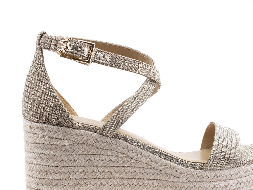 MICHAEL KORS Serena Wedge Sandalo Espadrilles Zeppa Glitter Pale Gold 40S2SEMS1D - Sandrini Calzature e Abbigliamento