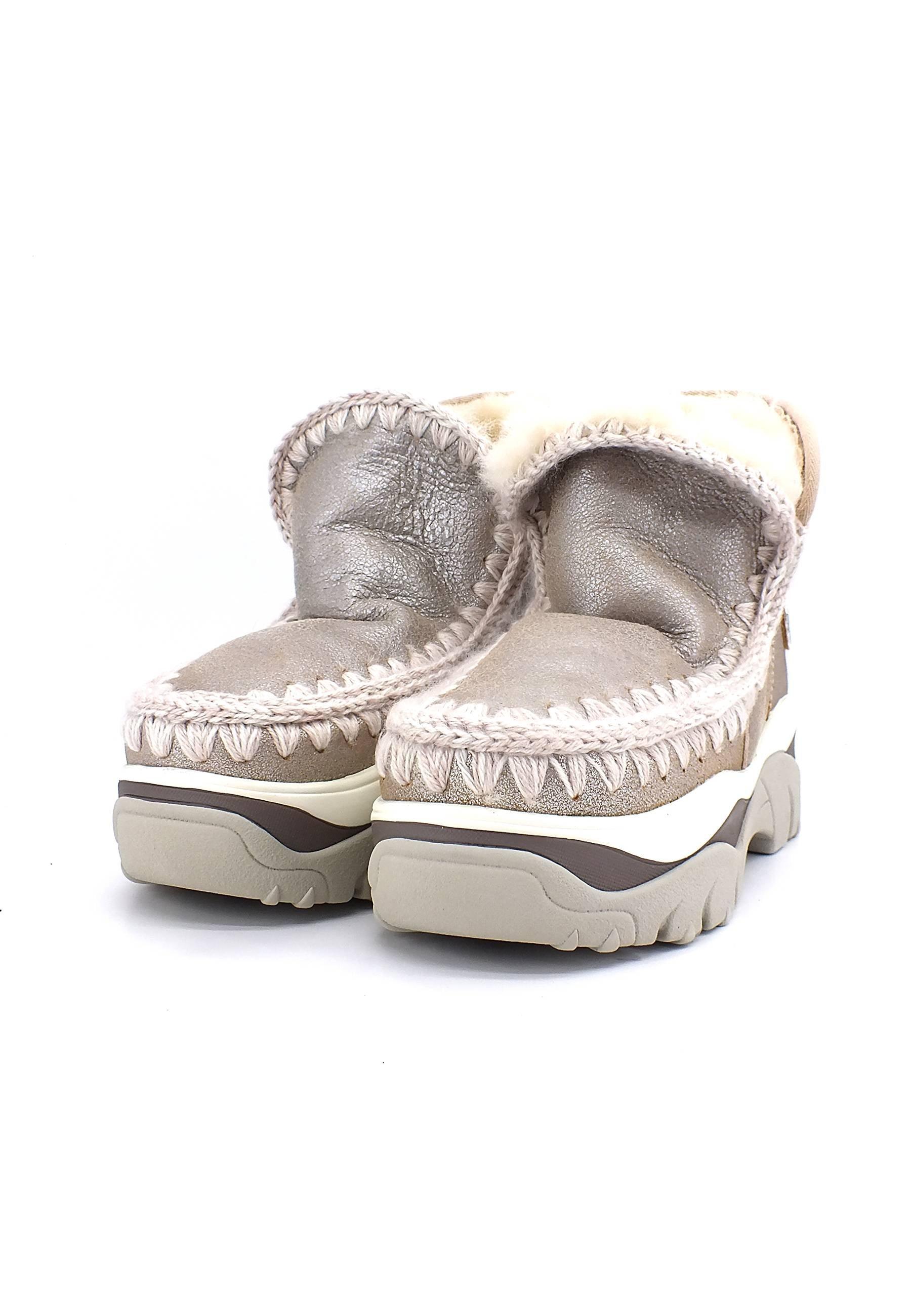 MOU Chunky Eskimo Stivaletto Pelo Donna Stone Metallic - Sandrini Calzature e Abbigliamento