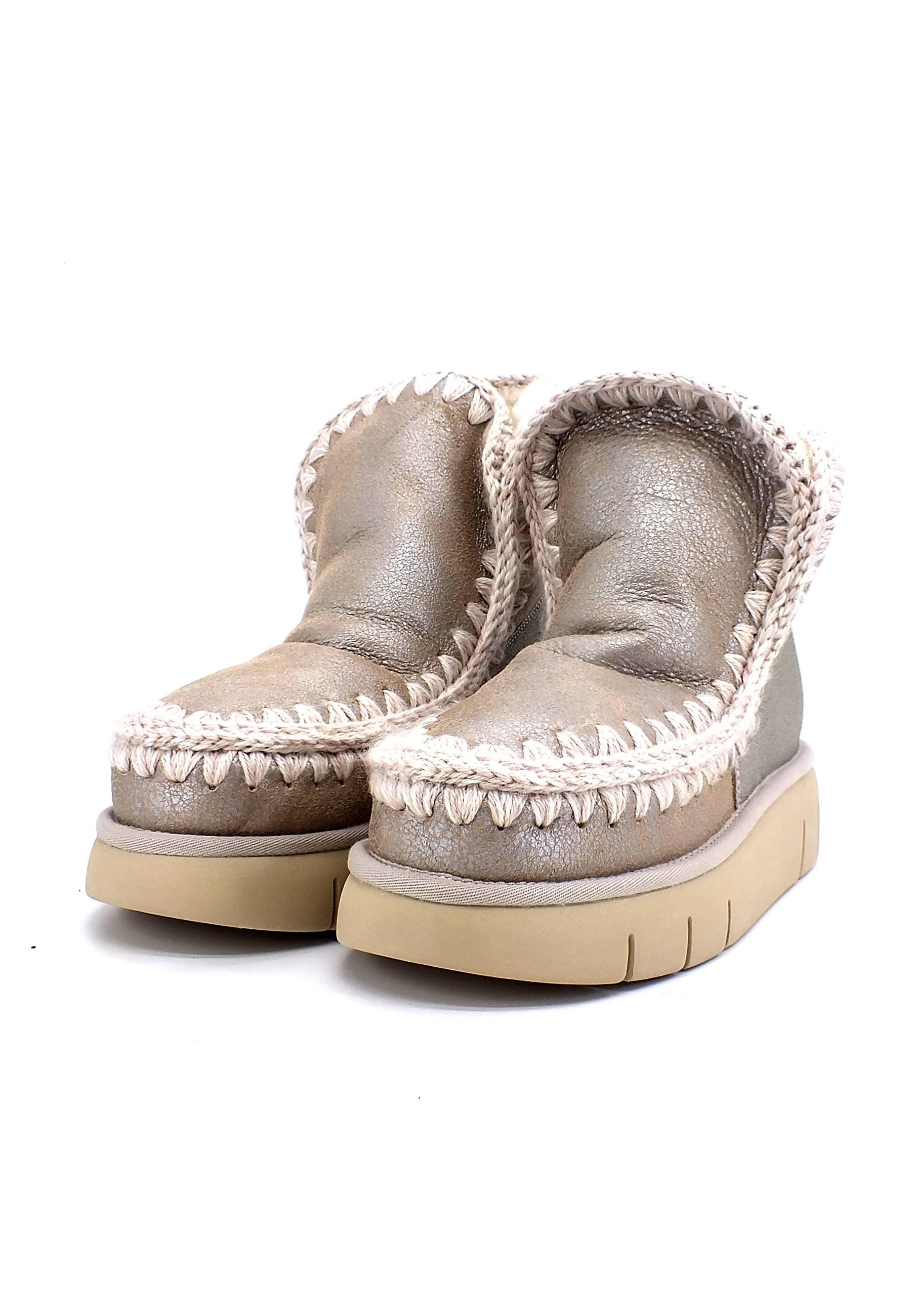 MOU Eskimo 18 Bounce Stivaletto Pelo Donna Stone Metallic - Sandrini Calzature e Abbigliamento