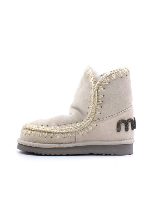 MOU Eskimo 18 Glitter Logo Stivaletto Pelo Donna Chalk MU.FW101050A - Sandrini Calzature e Abbigliamento
