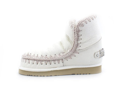 MOU Eskimo 18 With Rhinestones Logo Stivaletto Pelo Waxi White MU.FW101036C - Sandrini Calzature e Abbigliamento