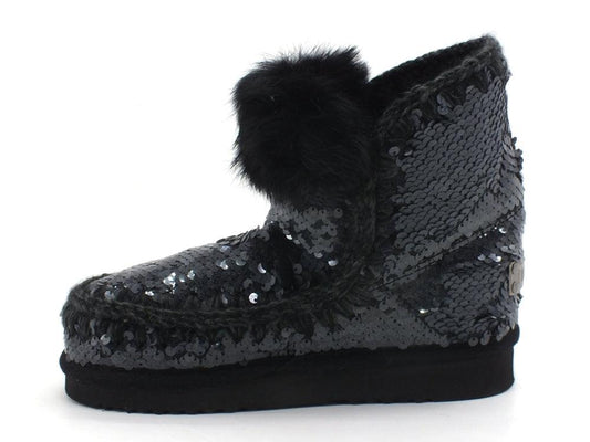 MOU Eskimo All Sequins Rabbut Fur Stivale Pelo Sequins New Black MU.FW101015G - Sandrini Calzature e Abbigliamento