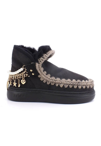 MOU Eskimo Chain Stivaletto Pelo Donna Off Black - Sandrini Calzature e Abbigliamento