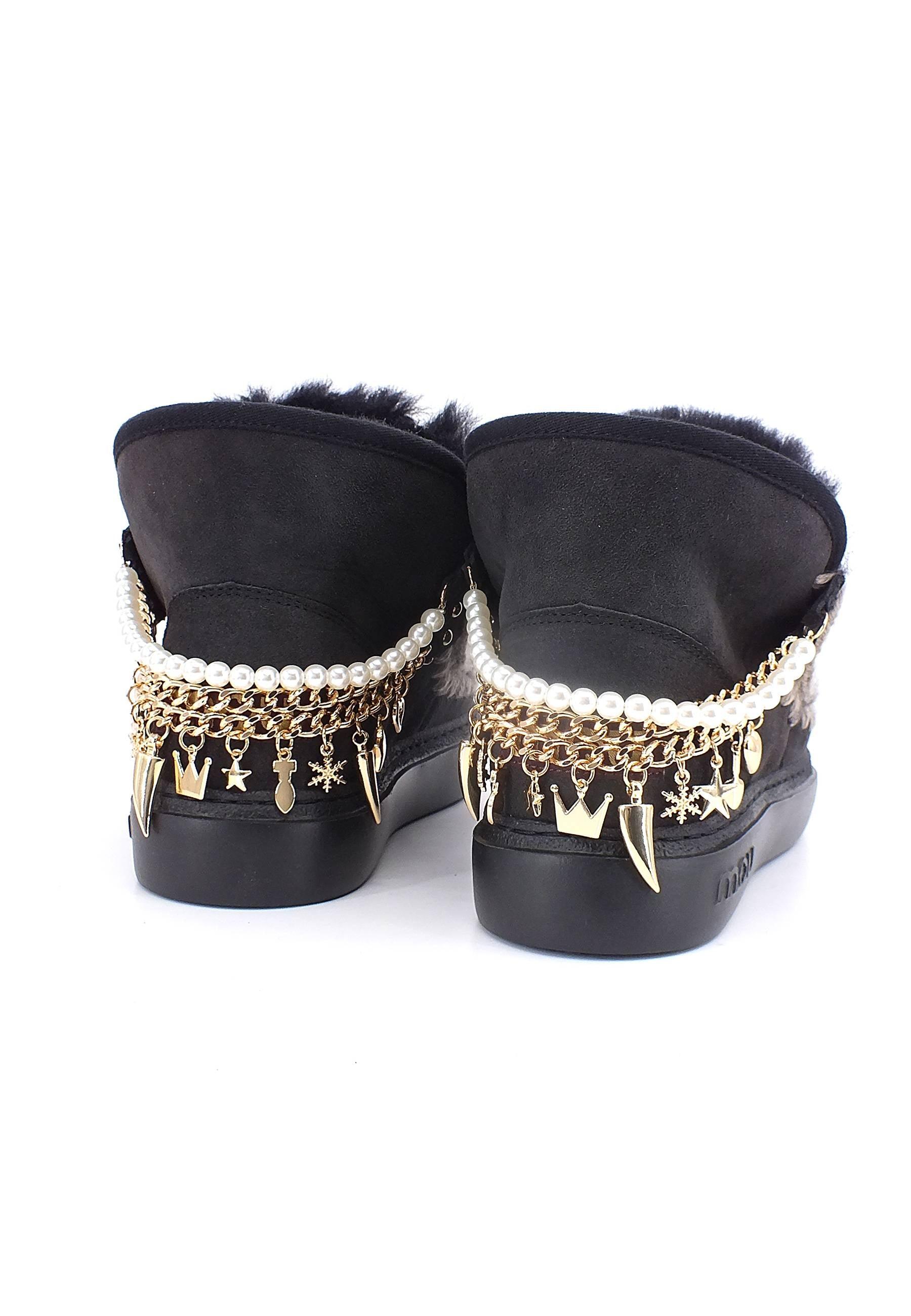 MOU Eskimo Chain Stivaletto Pelo Donna Off Black - Sandrini Calzature e Abbigliamento