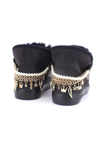 MOU Eskimo Chain Stivaletto Pelo Donna Off Black - Sandrini Calzature e Abbigliamento