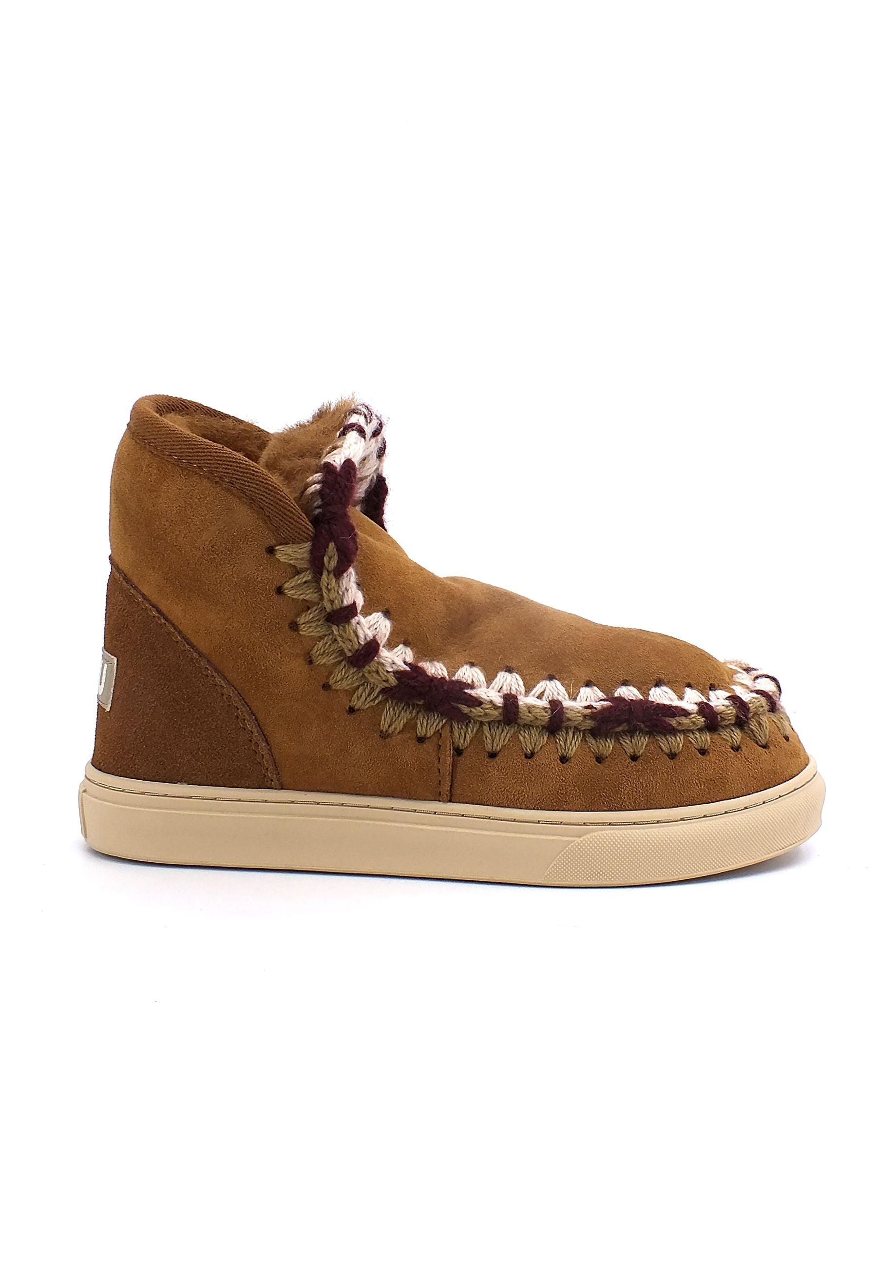 MOU Eskimo Overstitching Stivaletto Pelo Donna Cognac - Sandrini Calzature e Abbigliamento