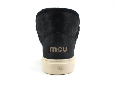 MOU Eskimo Sneaker Bold Stivaletto Pelle Pelo Cracked Black Grey MU.FW411000B - Sandrini Calzature e Abbigliamento