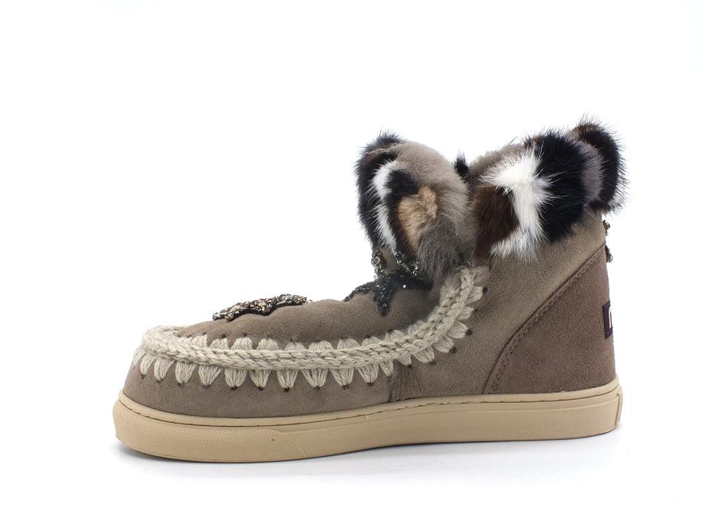MOU Eskimo Sneaker Star Patches & Mink Stivaletto Pelo Stelle Grey MU.FW111006A - Sandrini Calzature e Abbigliamento