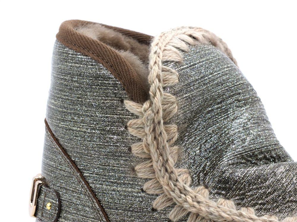MOU Eskimo Sneaker Stivale Pelo Glitter Logo Dark Stone MU.FW111008C - Sandrini Calzature e Abbigliamento