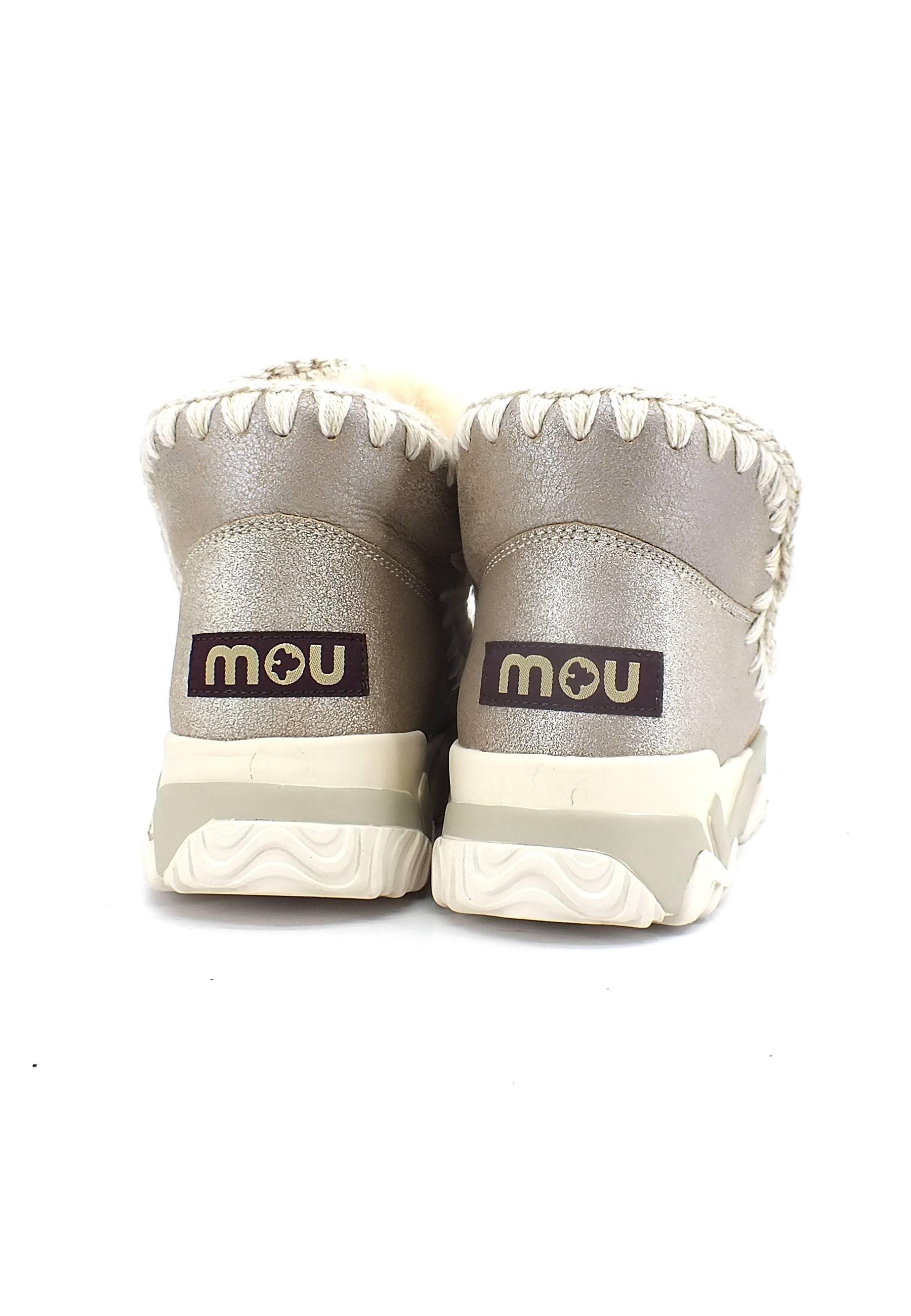 MOU Eskimo Trainer Stivaletto Pelo Donna Stone Metallic - Sandrini Calzature e Abbigliamento