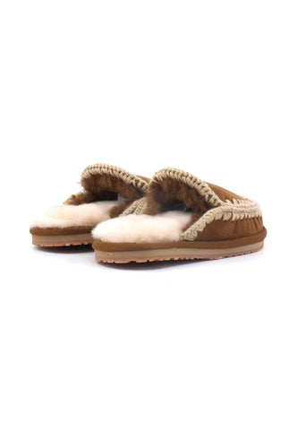 MOU Full Eskimo Ciabatta Pelo Donna Cognac Marrone MU.FW161007A - Sandrini Calzature e Abbigliamento