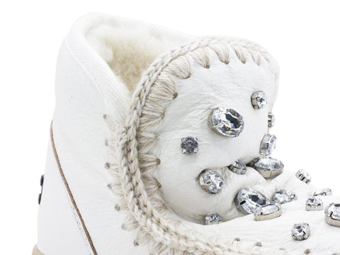 MOU Mini Eskimo Sneaker Rhinestones Stivale Pelo Pietre Waxi White MU.FW111001C - Sandrini Calzature e Abbigliamento