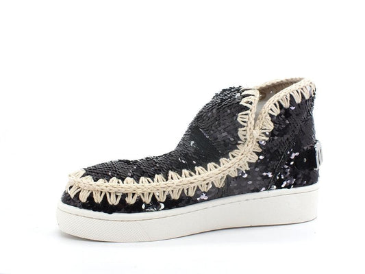 MOU Summer Eskimo Sneaker Big Metal Logo Pailettes Black White MU.SW211001G - Sandrini Calzature e Abbigliamento