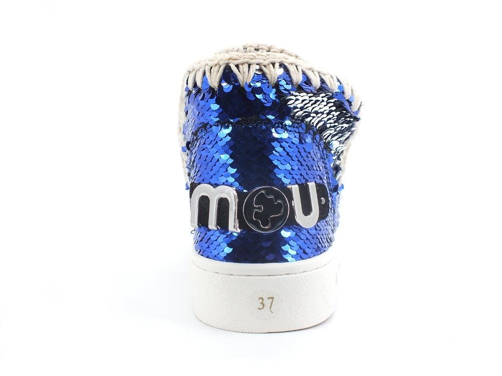 MOU Summer Eskimo Sneaker Big Metal Logo Pailettes Electric Blue Jeans MU.SW211001G - Sandrini Calzature e Abbigliamento