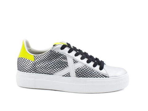 MUNICH Rete Sky 10 Sneaker Donna Silver Black Yellow Fluo 8085010 - Sandrini Calzature e Abbigliamento