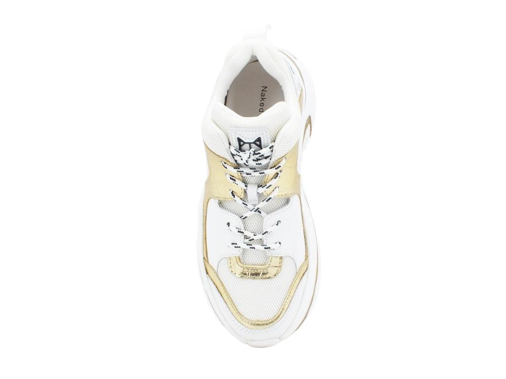 NAKED WOLFE Track Gold Croco Combo White Gold NWSTRACK - Sandrini Calzature e Abbigliamento