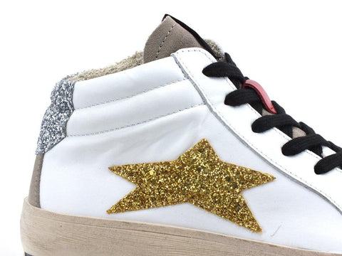 OKINAWA Mid Plus Limited Sneaker Mid Glitter Bianco Gold 1955 - Sandrini Calzature e Abbigliamento