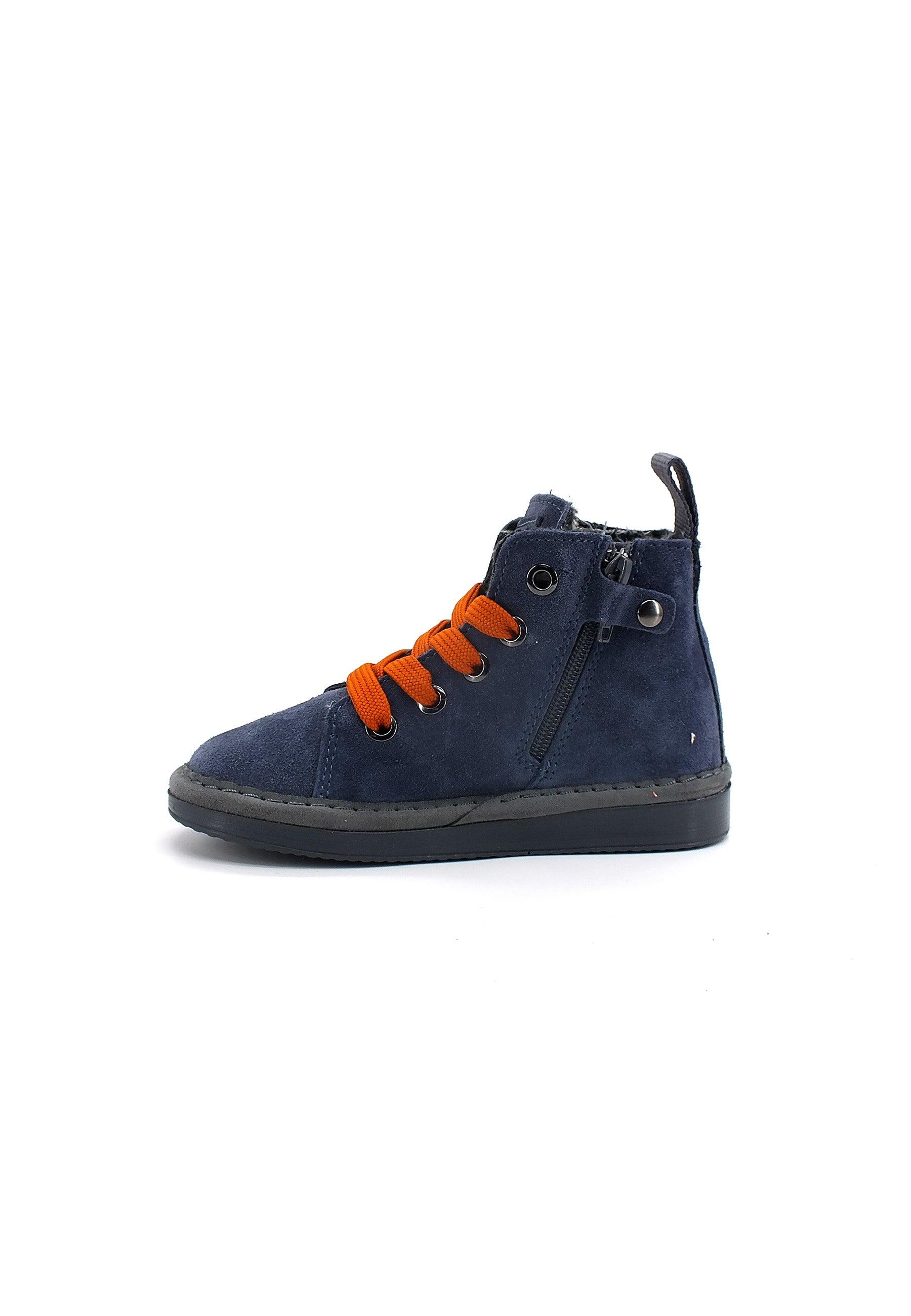 PAN CHIC Ankle Boot Sneaker Pelo Bimbo Dark Blue Burnt Orange P01B1400200006 - Sandrini Calzature e Abbigliamento