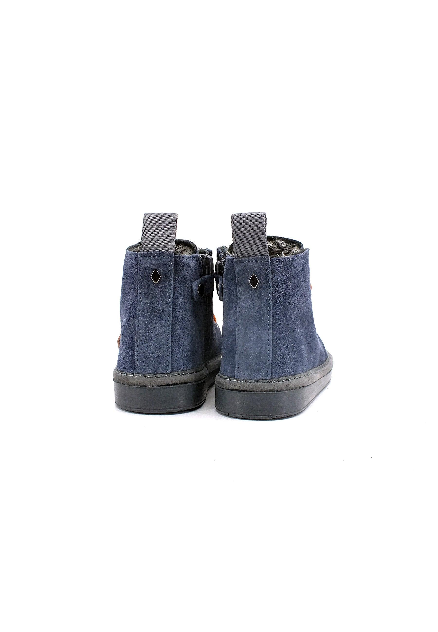 PAN CHIC Ankle Boot Sneaker Pelo Bimbo Dark Blue Burnt Orange P01B1400200006 - Sandrini Calzature e Abbigliamento