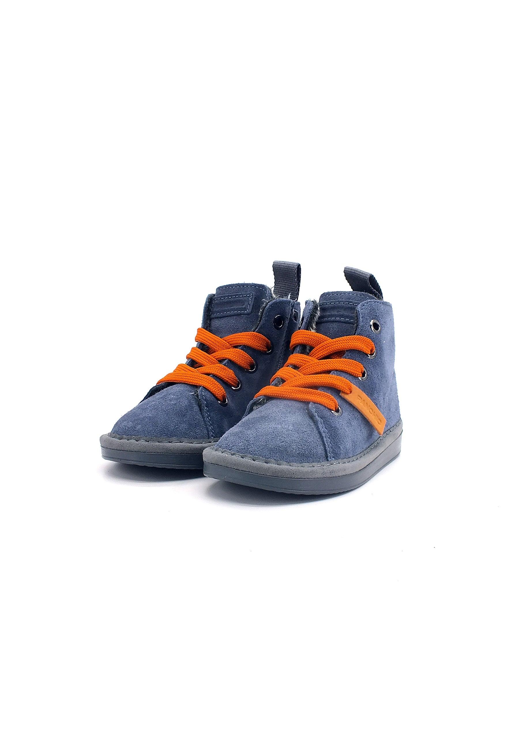 PAN CHIC Ankle Boot Sneaker Pelo Bimbo Dark Blue Burnt Orange P01K1400200006 - Sandrini Calzature e Abbigliamento