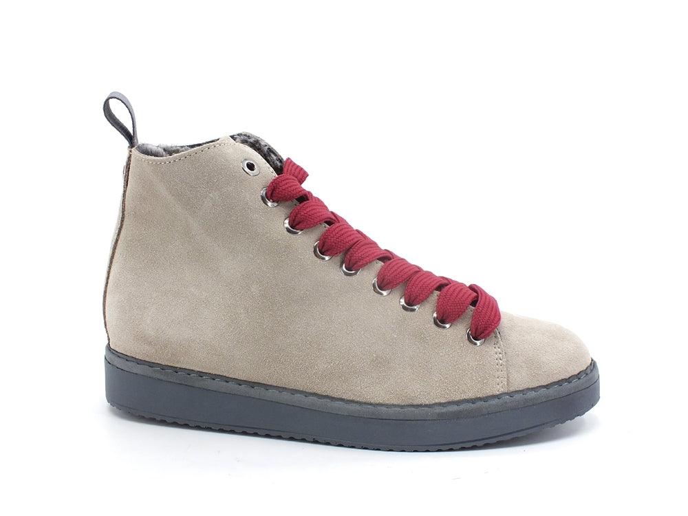 PAN CHIC Ankle Boot Suede Sneaker Pelo Dove Grey Burgundy P01W1400200006 - Sandrini Calzature e Abbigliamento