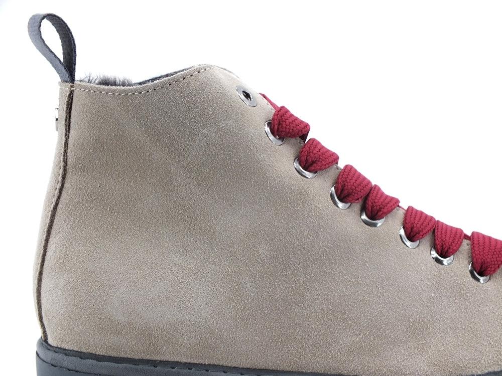 PAN CHIC Ankle Boot Suede Sneaker Pelo Dove Grey Burgundy P01W1400200006 - Sandrini Calzature e Abbigliamento
