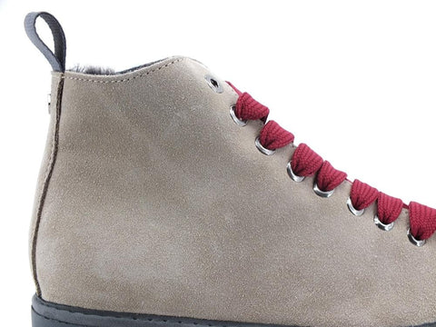 PAN CHIC Ankle Boot Suede Sneaker Pelo Dove Grey Burgundy P01W1400200006 - Sandrini Calzature e Abbigliamento