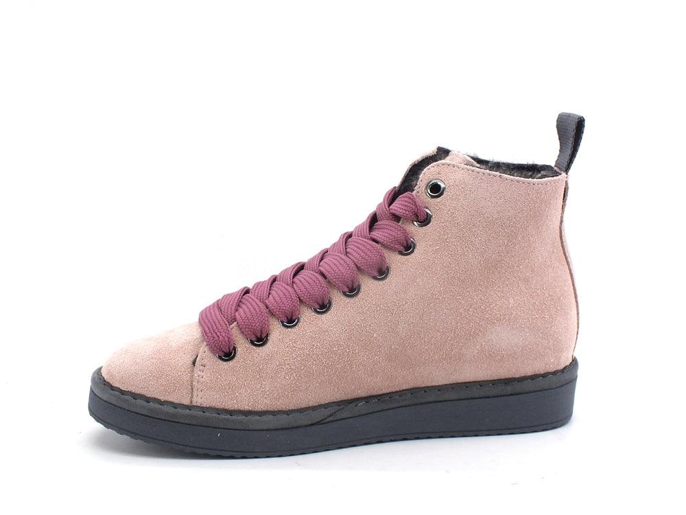 PAN CHIC Ankle Boot Suede Sneaker Pelo Powder Pink Brown Rose P01W1400200006 - Sandrini Calzature e Abbigliamento