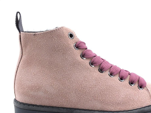 PAN CHIC Ankle Boot Suede Sneaker Pelo Powder Pink Brown Rose P01W1400200006 - Sandrini Calzature e Abbigliamento